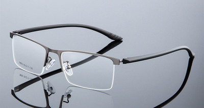 Dideli vyrų moterų stačiakampiai akiniai su puse ratlankio metaliniai akinių rėmeliai optiniams lęšiams Trumparegystė, toliregystė