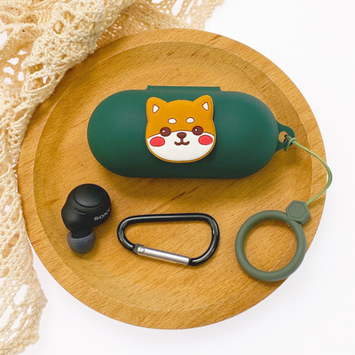 Animacinis silikoninis apsauginis dėklas, skirtas Sony WF-C500 su dirželiu belaidžio Bluetooth ausinių dėžutės silikono dėklo priedais