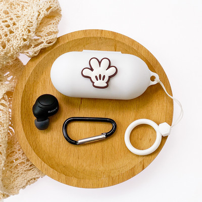 Animacinis silikoninis apsauginis dėklas, skirtas Sony WF-C500 su dirželiu belaidžio Bluetooth ausinių dėžutės silikono dėklo priedais