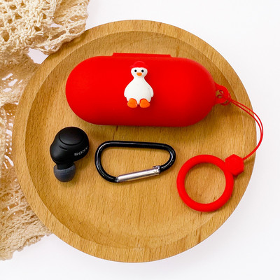 Animacinis silikoninis apsauginis dėklas, skirtas Sony WF-C500 su dirželiu belaidžio Bluetooth ausinių dėžutės silikono dėklo priedais