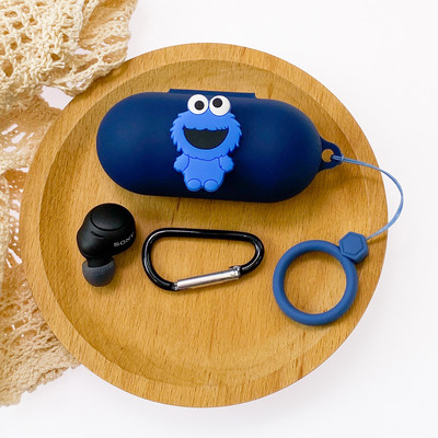 Animacinis silikoninis apsauginis dėklas, skirtas Sony WF-C500 su dirželiu belaidžio Bluetooth ausinių dėžutės silikono dėklo priedais