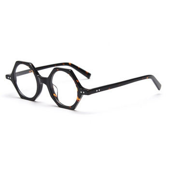 Винтидж кръгли многоъгълни очила Ръчно изработени ацетатни мъжки очила Рамки за очила за късогледство на знаменитости