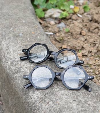 Винтидж кръгли многоъгълни очила Ръчно изработени ацетатни мъжки очила Рамки за очила за късогледство на знаменитости