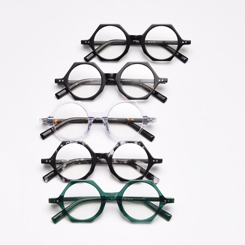 Vintage Okrugle poligonalne naočale Ručno izrađene muške naočale od acetata Okviri za naočale za blizinu slavnih