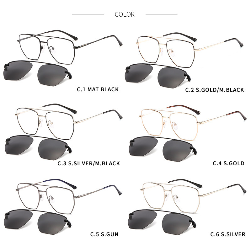 Lenspace Vintage mágneses fém kapocs polarizált napszemüvegen 2 az 1-ben optikai férfi divatos dioptriás szemüvegkeret DP33084