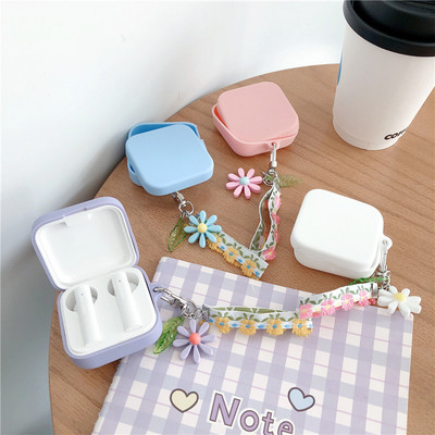 Mielas korėjiečių gėlių dekoravimo dėklas, skirtas Xiaomi Air2 SE dėklo papuošalas Priedai Bluetooth ausinių silikoninis dangtelis raktų pakabukas