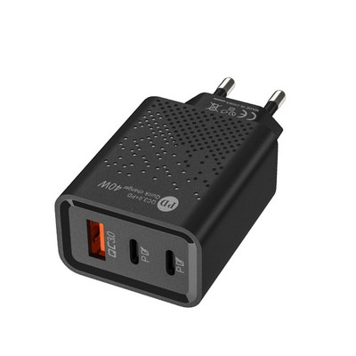 40W PD USB зарядно бързо зареждане USB тип C зарядно устройство 3 порта Адаптер за мобилен телефон за iPhone 14 13 Pro Xiaomi 12 Huawei Samsung S22