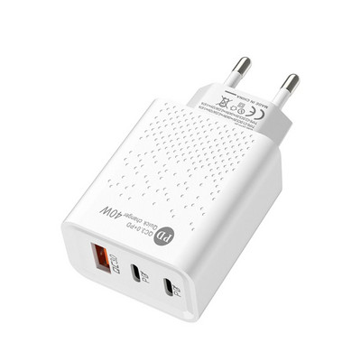 40W PD USB зарядно бързо зареждане USB тип C зарядно устройство 3 порта Адаптер за мобилен телефон за iPhone 14 13 Pro Xiaomi 12 Huawei Samsung S22
