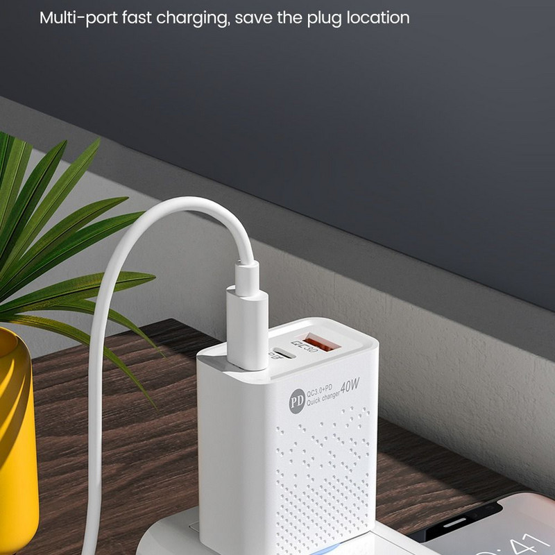 40W PD USB зарядно бързо зареждане USB тип C зарядно устройство 3 порта Адаптер за мобилен телефон за iPhone 14 13 Pro Xiaomi 12 Huawei Samsung S22