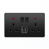 Depoguye 13A πρίζα uk, 220V σε πρίζα USB, Ηλεκτρική πρίζα τοίχου με φορτιστή USB, μαύρο UK Standard Switch Panel