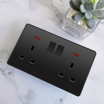 Depoguye 13A πρίζα uk, 220V σε πρίζα USB, Ηλεκτρική πρίζα τοίχου με φορτιστή USB, μαύρο UK Standard Switch Panel