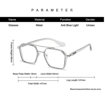 Винтидж квадратни очила Жена Мъж Прозрачни анти синя светлина Компютърни очила Прозрачни лещи Ретро метална рамка за очила Унисекс A5