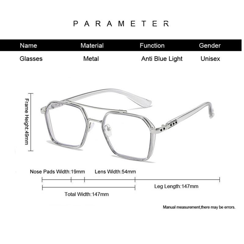 Vintage kandilised prillid, naine, mees, läbipaistvad, sinise valgusevastased arvutiprillid, läbipaistvad objektiivid, retro metallist prillid, raam Unisex A5