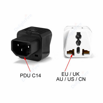 C14 щепсел адаптер Универсален UK US EU IL адаптер US към PDU C14 щепсел Черен/бял адаптер за пътуване Захранващ контакт Изход CE