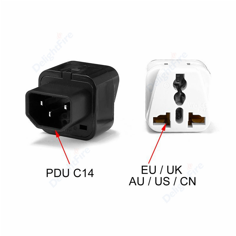 C14 kištuko adapteris Universalus JK JAV EU IL adapteris JAV prie PDU C14 kištukas juodas/baltas kelioninis adapteris maitinimo lizdas CE