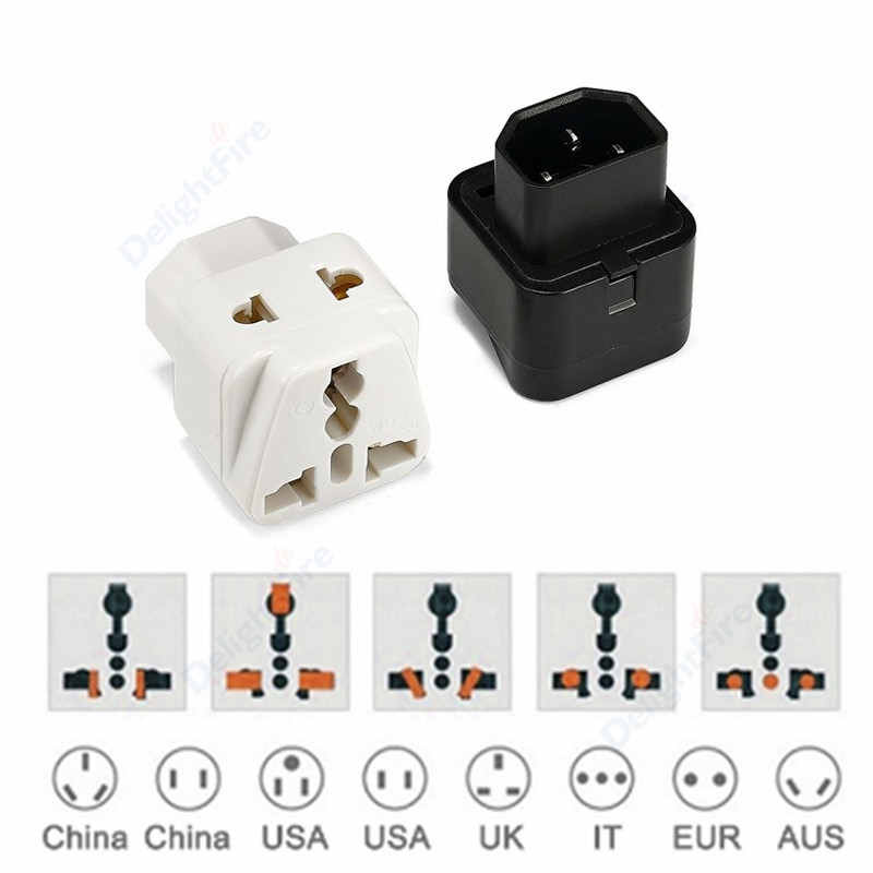 C14 kištuko adapteris Universalus JK JAV EU IL adapteris JAV prie PDU C14 kištukas juodas/baltas kelioninis adapteris maitinimo lizdas CE