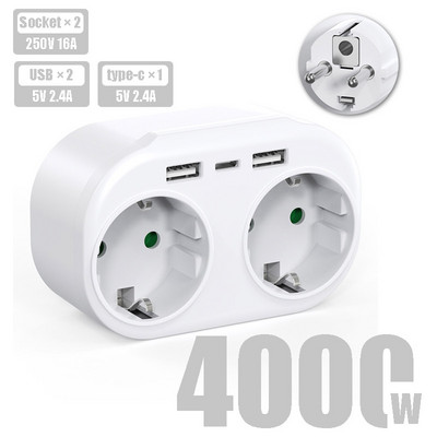 EU Wall Socket USB Power Strip 250V 16A AC Outlet Power Extension 4000W European Standard Plug Adapter Converter Sockets CE