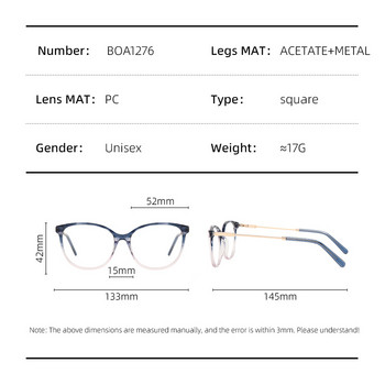 Γυναικεία Acetate Γυαλιά Σκελετός Μεταλλικά Πόδια Μόδα Πολύχρωμα Χειροποίητα Γυαλιά Οβάλ Πλήρους σκελετού οπτικά συνταγογραφούμενα γυαλιά BOA1276