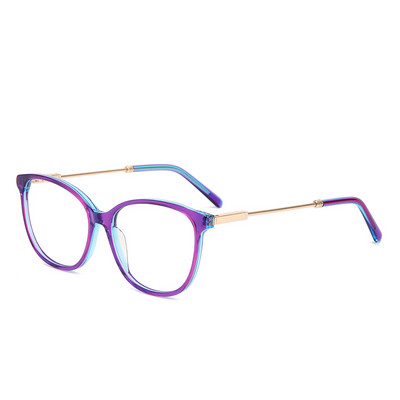 Ochelari din acetat pentru femei, cu rame, picioare din metal, ochelari colorați, lucrați manual, ovale, cu cadru complet, cu prescripție optică, BOA1276