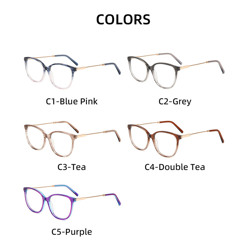 Ochelari din acetat pentru femei, cu rame, picioare din metal, ochelari colorați, lucrați manual, ovale, cu cadru complet, cu prescripție optică, BOA1276