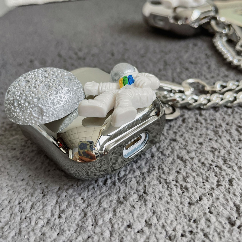 Χαριτωμένο 3D Cartoon Astronaut Ματ Βραχιόλι με μπρελόκ Bluetooth Ασύρματη θήκη ακουστικών για AirPods 2 1 Pro Box Κάλυμμα ακουστικών