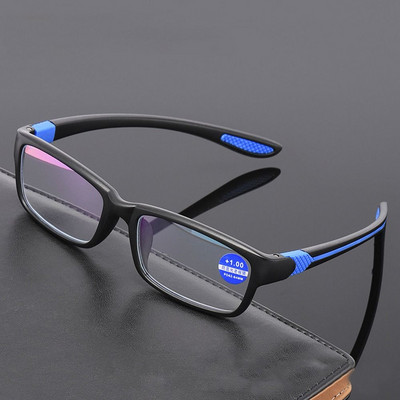 Очила за четене Мъже Жени Спортни очила за четене против синя светлина Черни червени TR90 рамка Очила за пресбиопия +100 до +400 очила
