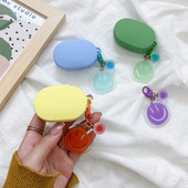 Mielas šypsenos silikoninis dėklas, skirtas Xiaomi Redmi Airdots TWS belaidžiam Bluetooth dėklui, skirtas Redmi Airdots 3 dėklui su raktų pakabuku