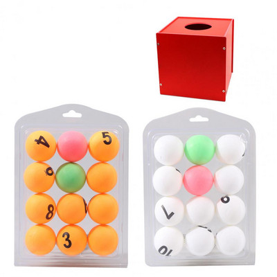 12 vnt/Box Pong Puikios ryškios spalvos su skaičiais Spalvingi stalo teniso kamuoliukai, skirti stalo teniso stalo teniso kamuoliukų reklamai