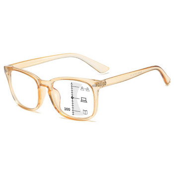 Квадратни прогресивни мултифокусни очила за четене Анти синя светлина Очила за пресбиопия Четци с пружинни панти Далечни и близки Двойна употреба