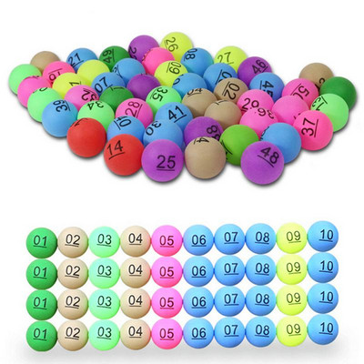 50 tk 2,4 g värvilised meelelahutuslikud lauatennisepallid numbritega lauatennise pallidega loteriimängu reklaam