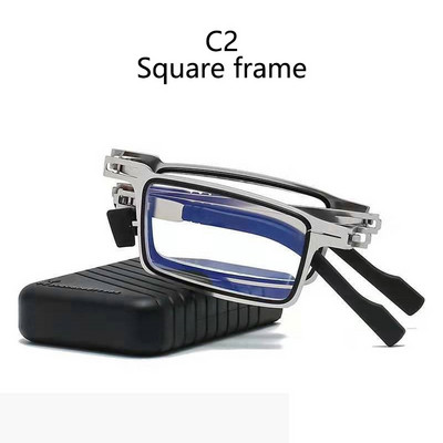 Φορητά αναδιπλούμενα γυαλιά ανάγνωσης ανδρικά μεταλλικά στρογγυλά τετράγωνα Anti Blue Light Γυαλιά γυαλιά Presbyopia Σκελετός διόπτρας +1,0 έως +4,0