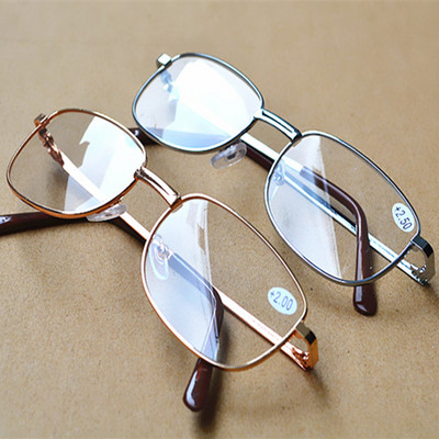 Négyzet alakú fémkeretes olvasószemüvegek fáradtság gátló divat nagy felbontású presbyopia szemüvegek Dioptria +1,0 +1,5 +2,0 +3,5 +4,0