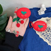 Mielas vyšnios spalvos silikoninis ausinių dėklas, skirtas Huawei Freebuds 4i ausinių apsaugai apvalkalo priedai Freebuds 4i dėklas su kabliuku