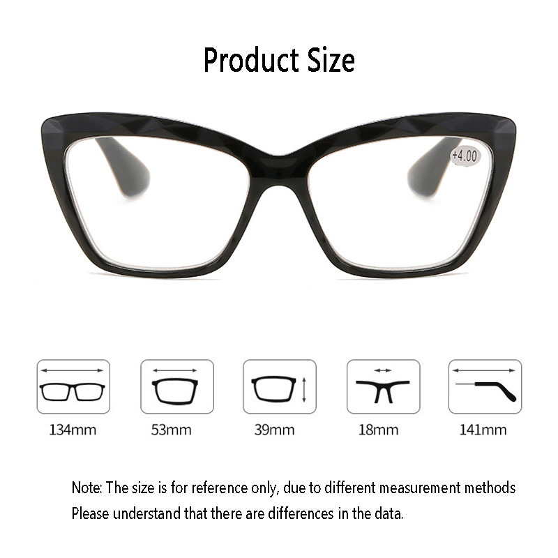 Elbru 2023 Нови очила за четене Cateye Дамски модни оптични очила с рецепта за пресбиопия Очила за зрение Унисекс +1+2+4