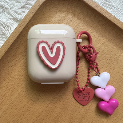 Korejska simpatična futrola u obliku srca za AirPods Pro 2. mekana TPU maska za AirPods 3 1 2 Kutija za punjenje slušalica s crtanim cvijetom i privjeskom za ključeve