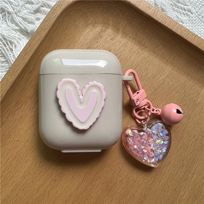 Korejska simpatična futrola u obliku srca za AirPods Pro 2. mekana TPU maska za AirPods 3 1 2 Kutija za punjenje slušalica s crtanim cvijetom i privjeskom za ključeve