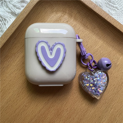 Korejska simpatična futrola u obliku srca za AirPods Pro 2. mekana TPU maska za AirPods 3 1 2 Kutija za punjenje slušalica s crtanim cvijetom i privjeskom za ključeve