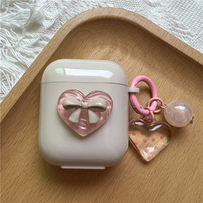 Korejska simpatična futrola u obliku srca za AirPods Pro 2. mekana TPU maska za AirPods 3 1 2 Kutija za punjenje slušalica s crtanim cvijetom i privjeskom za ključeve