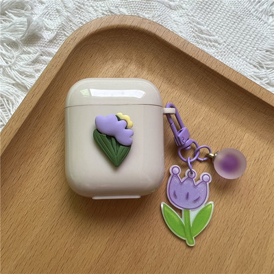 Korejska simpatična futrola u obliku srca za AirPods Pro 2. mekana TPU maska za AirPods 3 1 2 Kutija za punjenje slušalica s crtanim cvijetom i privjeskom za ključeve