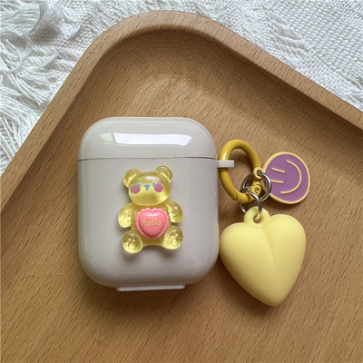 Korejska simpatična futrola u obliku srca za AirPods Pro 2. mekana TPU maska za AirPods 3 1 2 Kutija za punjenje slušalica s crtanim cvijetom i privjeskom za ključeve