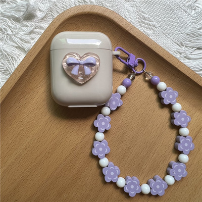 Korejska simpatična futrola u obliku srca za AirPods Pro 2. mekana TPU maska za AirPods 3 1 2 Kutija za punjenje slušalica s crtanim cvijetom i privjeskom za ključeve