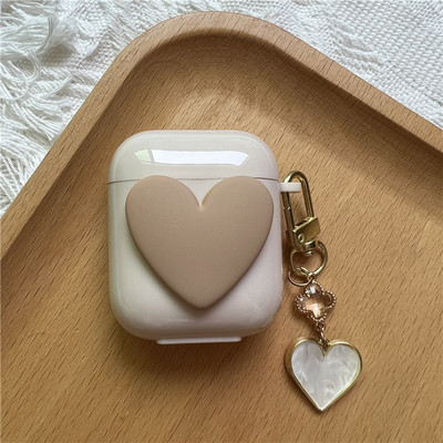 Korejska simpatična futrola u obliku srca za AirPods Pro 2. mekana TPU maska za AirPods 3 1 2 Kutija za punjenje slušalica s crtanim cvijetom i privjeskom za ključeve