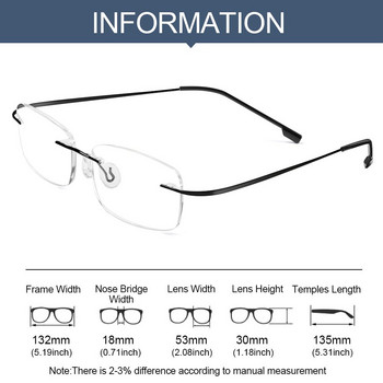 1Pc Classic Ανδρικά γυαλιά Titanium Rimless Σκελετοί Anti Blue Light Blocking Optical Women Presbyopic Glass Strength +1,0~+4,0