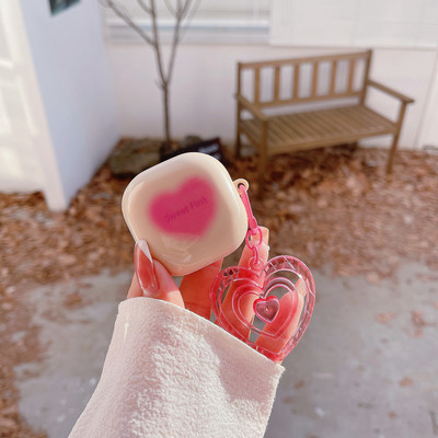 Jauks futrālis Samsung Galaxy Buds 2/2 Pro cute sirds maciņš ar atslēgu piekariņa mīkstu TPU vāciņu priekš Samsung Buds Live Buds2