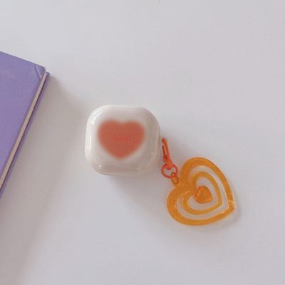 Jauks futrālis Samsung Galaxy Buds 2/2 Pro cute sirds maciņš ar atslēgu piekariņa mīkstu TPU vāciņu priekš Samsung Buds Live Buds2