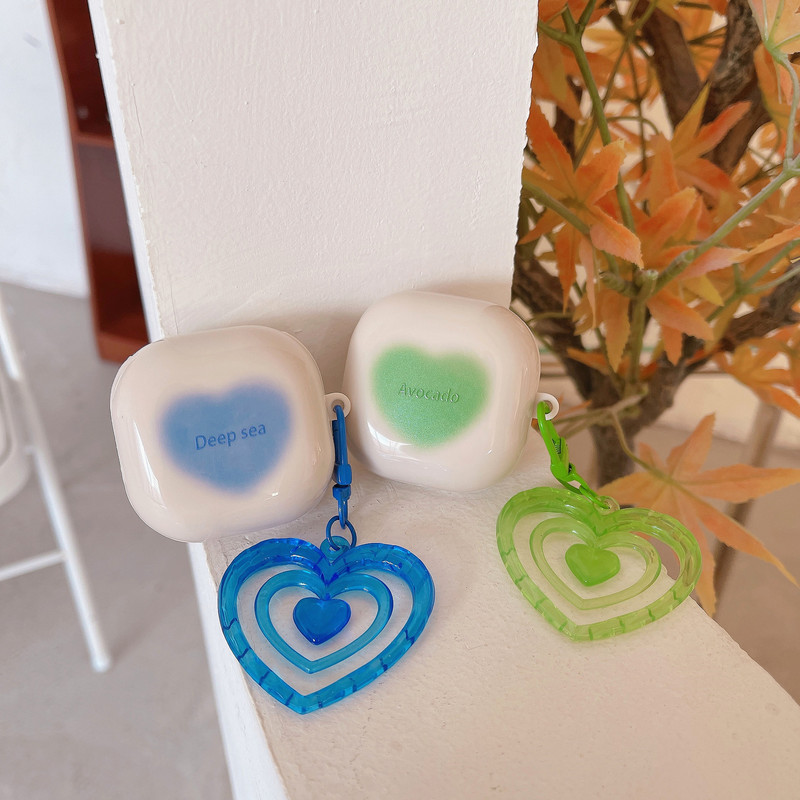 Jauks futrālis Samsung Galaxy Buds 2/2 Pro cute sirds maciņš ar atslēgu piekariņa mīkstu TPU vāciņu priekš Samsung Buds Live Buds2