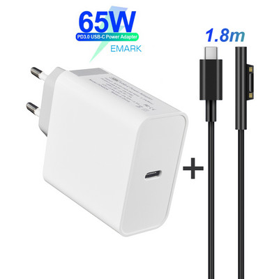 PD USB Type C töltő Microsoft Surface Pro 6/5/4/3 Go Book Tablet kompatibilis 15V/12V 4A 3A 2.58A 65W 44W PD töltőkábel