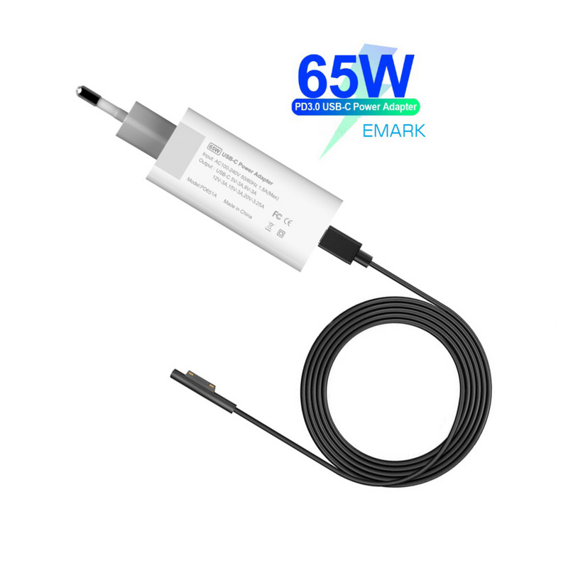 PD USB Type C töltő Microsoft Surface Pro 6/5/4/3 Go Book Tablet kompatibilis 15V/12V 4A 3A 2.58A 65W 44W PD töltőkábel