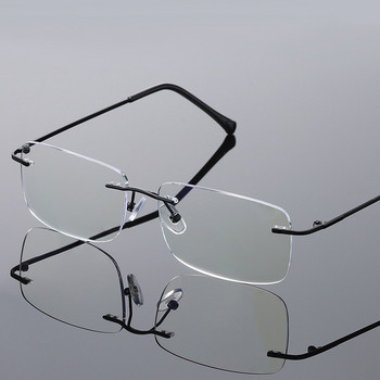 Мъжки очила за четене без рамки Дамски очила за четене, блокиращи синя светлина HD лещи Очила за пресбиопия Очила с половин рамка за пресбиопия