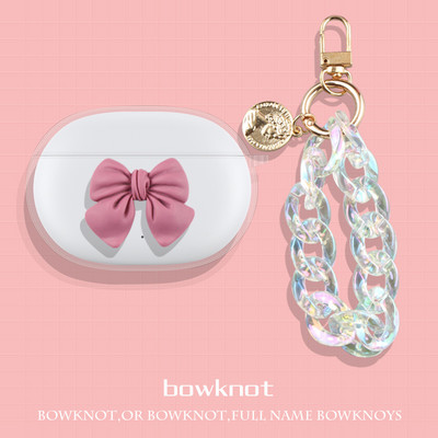 Bowknot skaidrus TPU dangtelis ausinių dėklas su raktų pakabu, skirtas Sony WF-1000XM4 belaidėms ausinėms, skirtas sony WF-1000XM4 dėklui